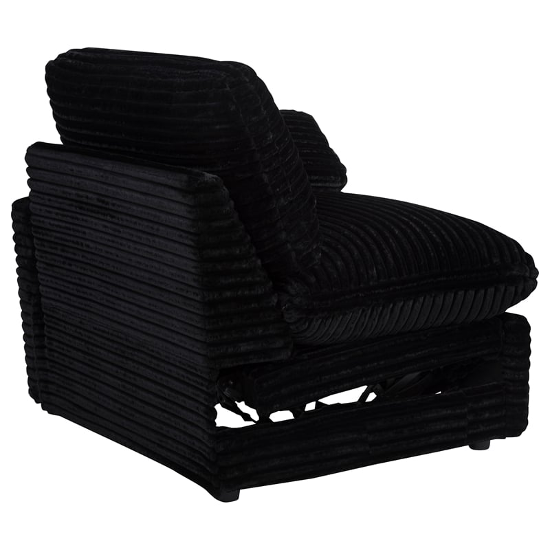 Pemberly Row Modular Upholstery Fabric Corduroy Power Loveseat in Black