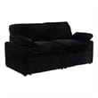 Pemberly Row Modular Upholstery Fabric Corduroy Power Loveseat in Black