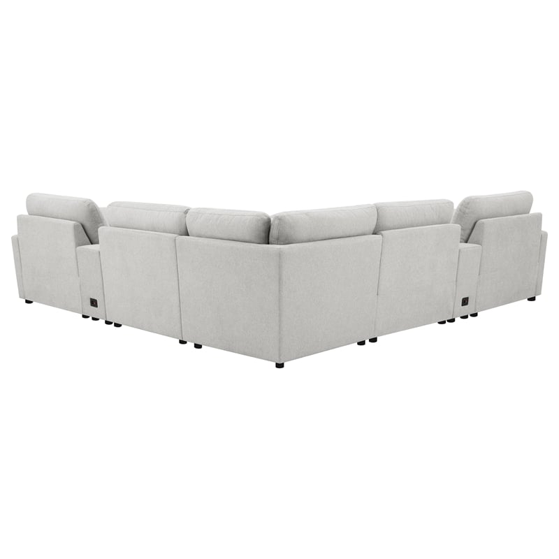 Pemberly Row 7-Piece Fabric Modular Power Reclining Sectional in Gray