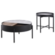 Pemberly Row 2-piece Round Coffee and End Table Set in Sandy Black