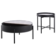 Pemberly Row 2-piece Round Coffee and End Table Set in Sandy Black