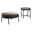 Pemberly Row 2-piece Round Coffee and End Table Set in Sandy Black