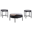 Pemberly Row 3-piece Round Coffee and End Table Set in Sandy Black