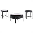 Pemberly Row 3-piece Round Coffee and End Table Set in Sandy Black