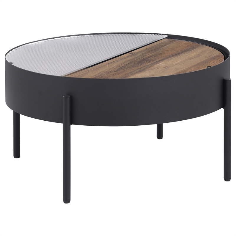 Pemberly Row 3-piece Round Coffee and End Table Set in Sandy Black