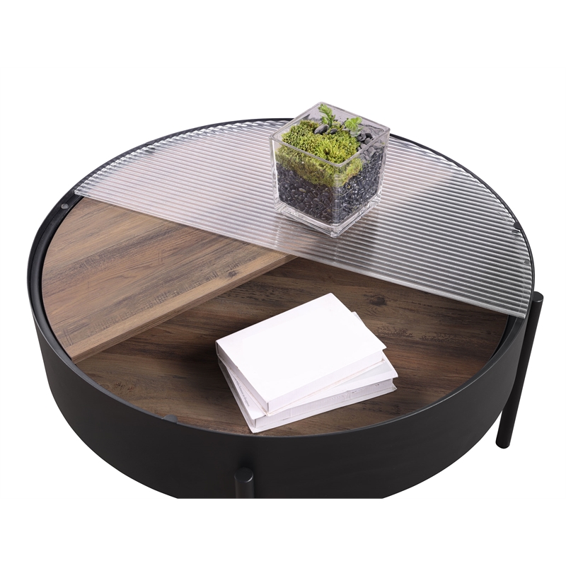 Pemberly Row 3-piece Round Coffee and End Table Set in Sandy Black