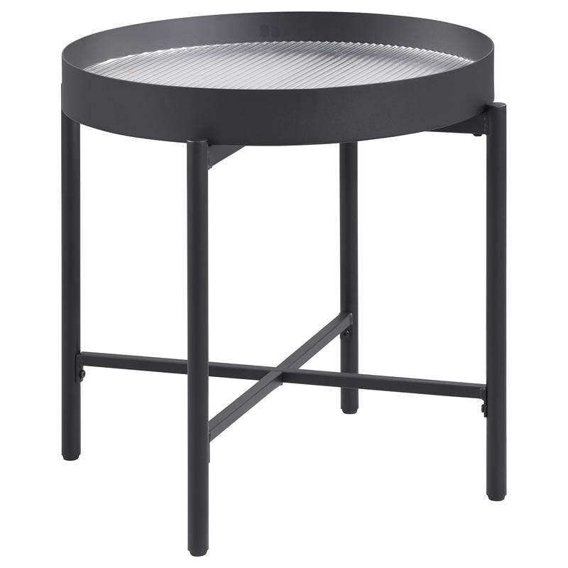 Pemberly Row 3-piece Round Coffee and End Table Set in Sandy Black