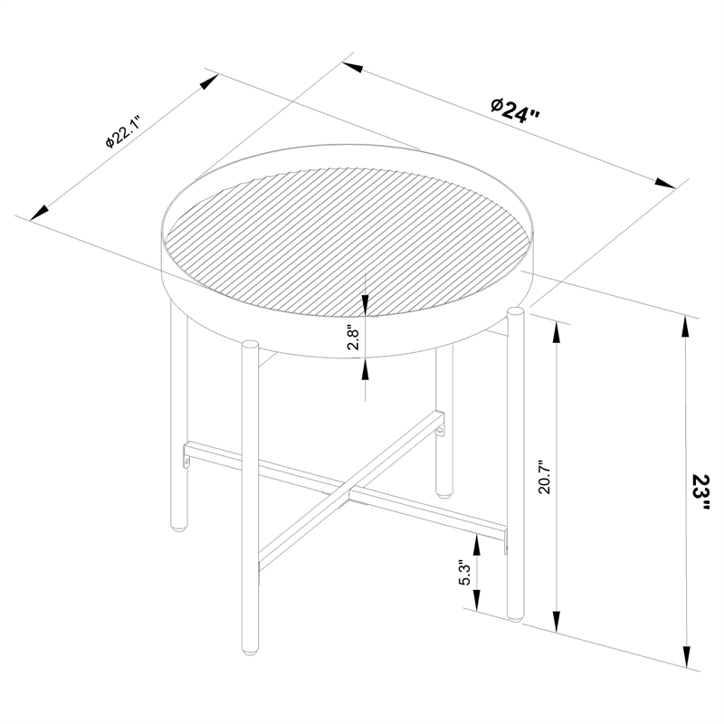 Pemberly Row Round End Side Table with Recessed Top in Sandy Black