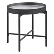 Pemberly Row Round End Side Table with Recessed Top in Sandy Black