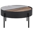 Pemberly Row Round Coffee Table with Hidden Storage in Sandy Black
