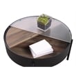 Pemberly Row Round Coffee Table with Hidden Storage in Sandy Black
