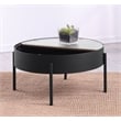 Pemberly Row Round Coffee Table with Hidden Storage in Sandy Black