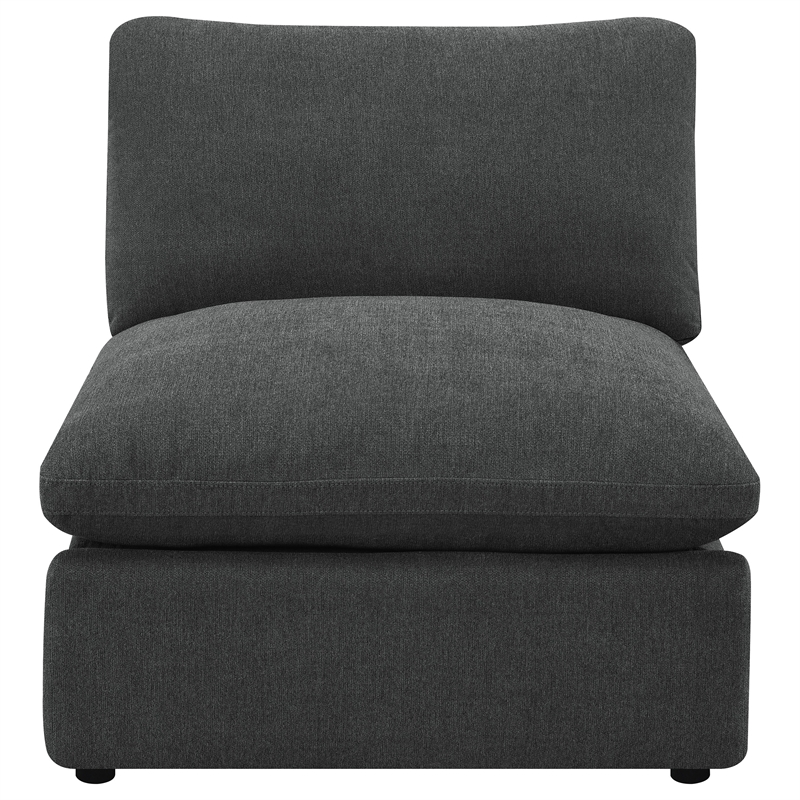 Pemberly Row Modular Upholstered Fabric Armless Chair in Dark Gray
