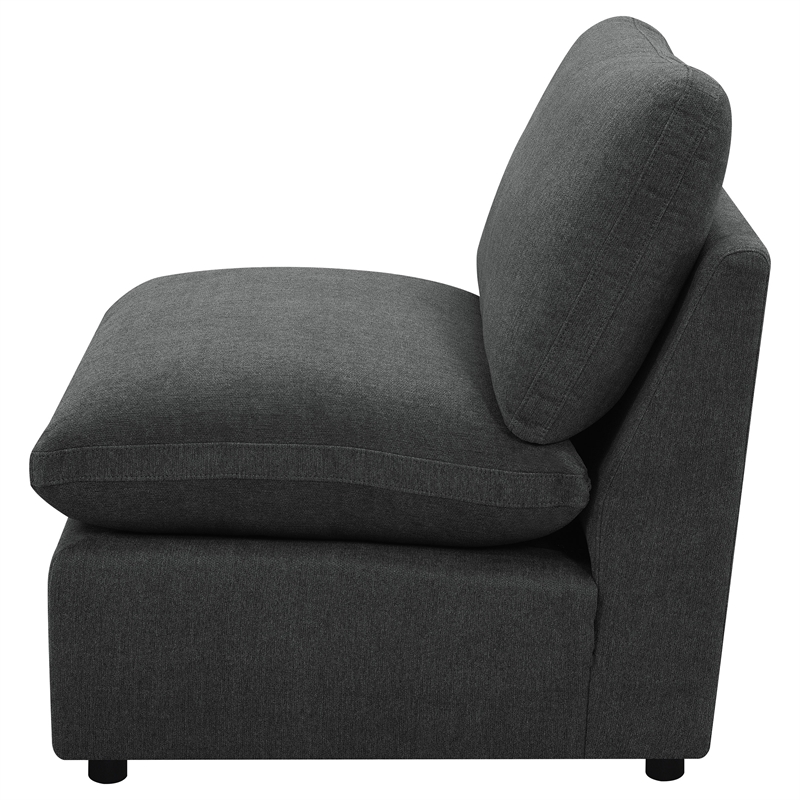 Pemberly Row Modular Upholstered Fabric Armless Chair in Dark Gray