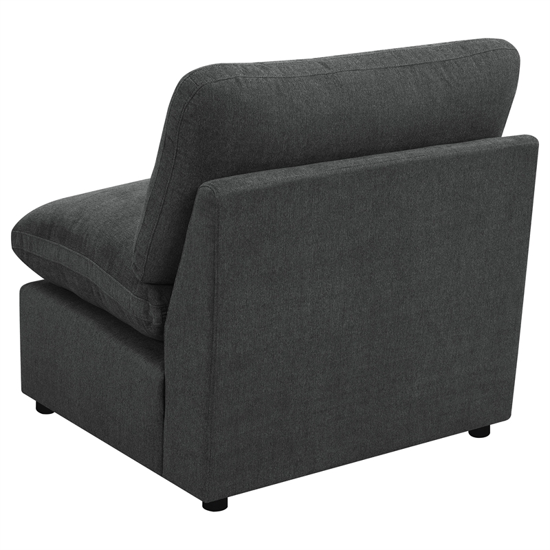 Pemberly Row Modular Upholstered Fabric Armless Chair in Dark Gray