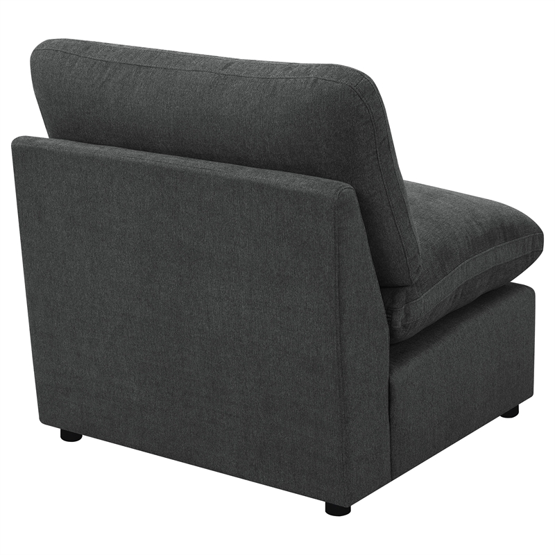 Pemberly Row Modular Upholstered Fabric Armless Chair in Dark Gray