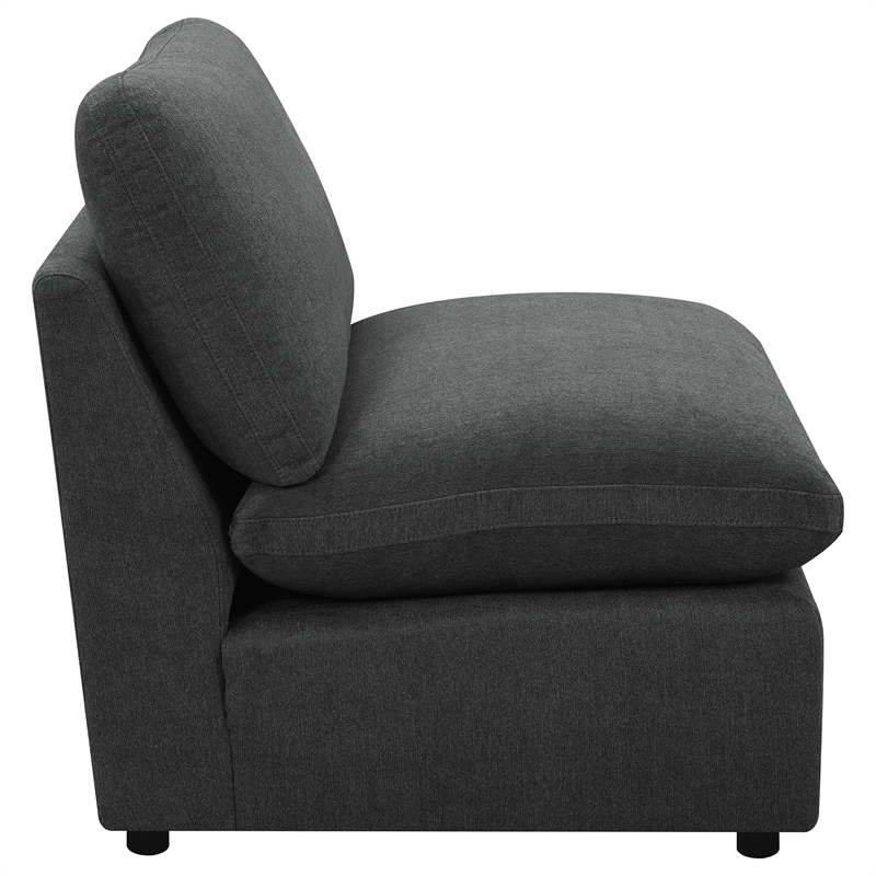 Pemberly Row Modular Upholstered Fabric Armless Chair in Dark Gray