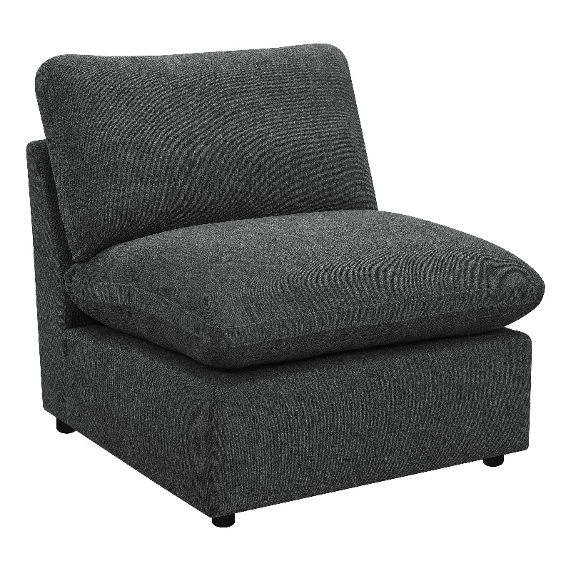 Pemberly Row Modular Upholstered Fabric Armless Chair in Dark Gray
