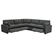 Pemberly Row 5-piece Fabric Modular Power Reclining Sectional in Dark Gray