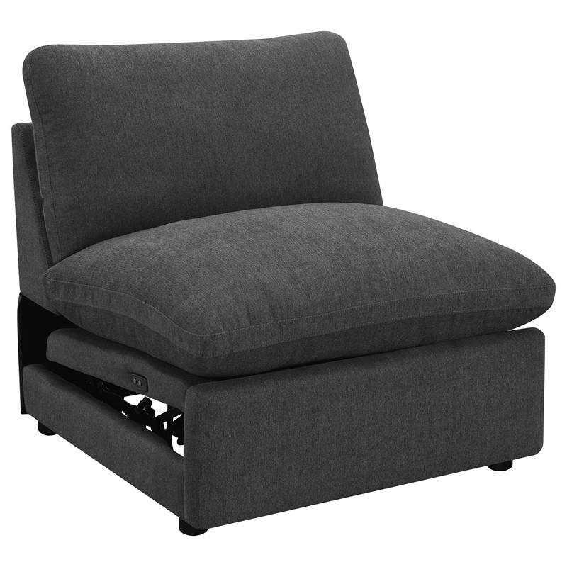 Pemberly Row 5-piece Fabric Modular Power Reclining Sectional in Dark Gray