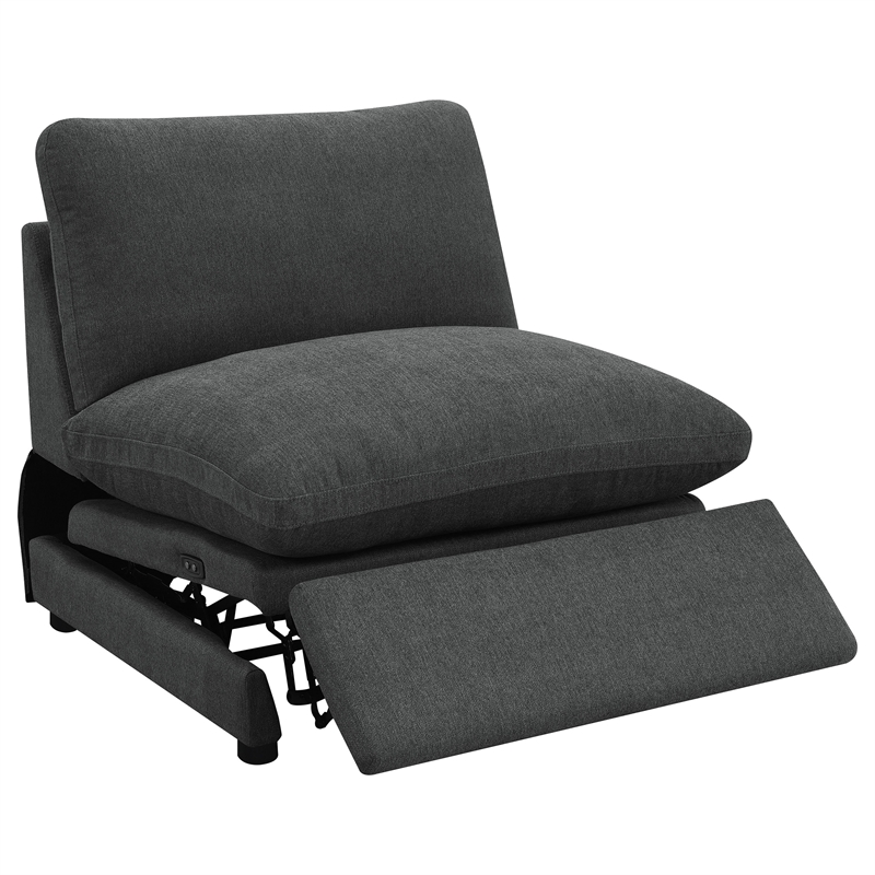 Pemberly Row 5-piece Fabric Modular Power Reclining Sectional in Dark Gray