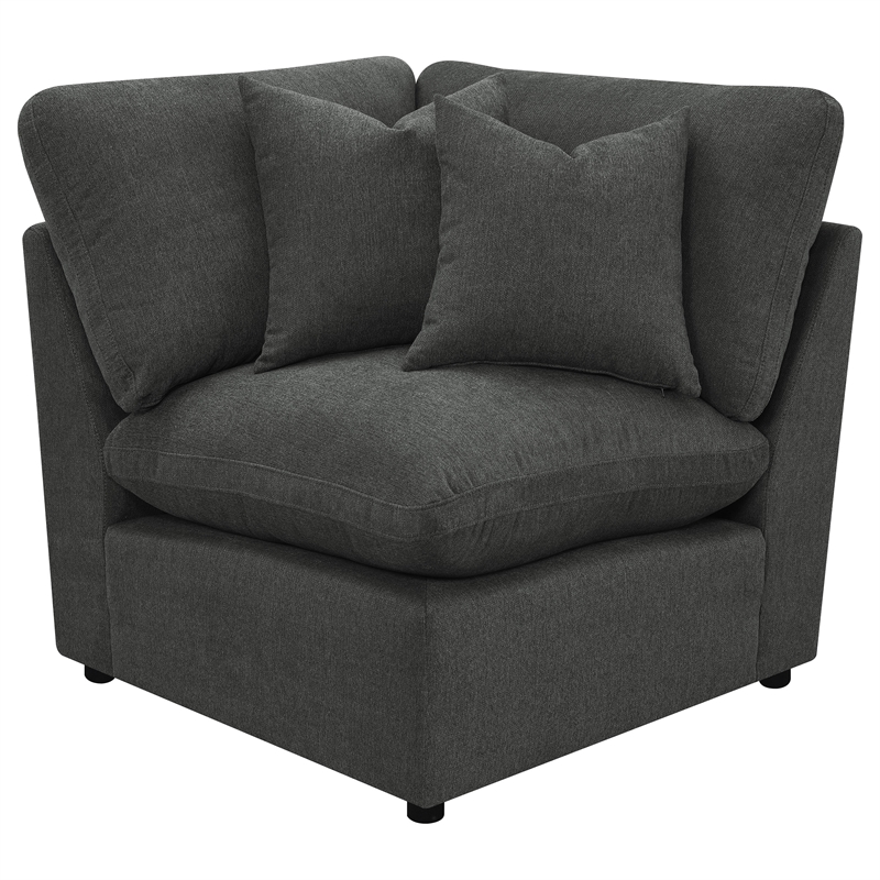 Pemberly Row 5-piece Fabric Modular Power Reclining Sectional in Dark Gray