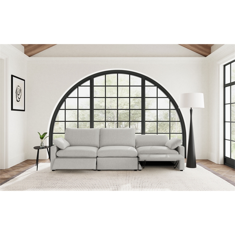 Pemberly Row Transitional Modular Upholstery Fabric Power Sofa in Gray