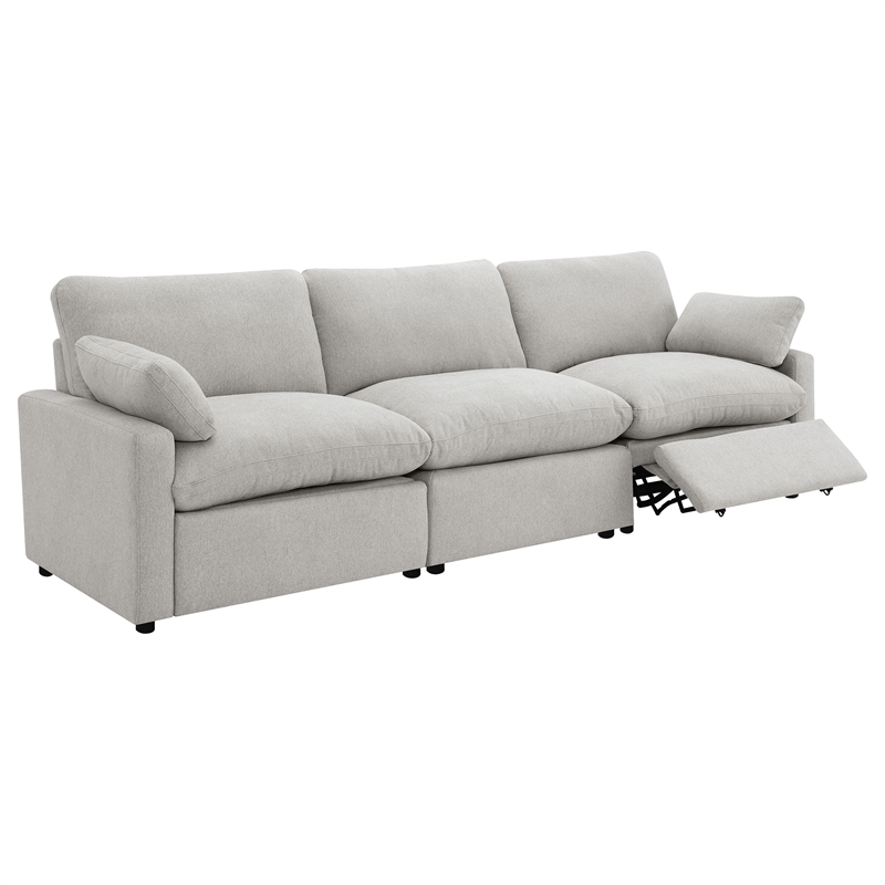 Pemberly Row Transitional Modular Upholstery Fabric Power Sofa in Gray