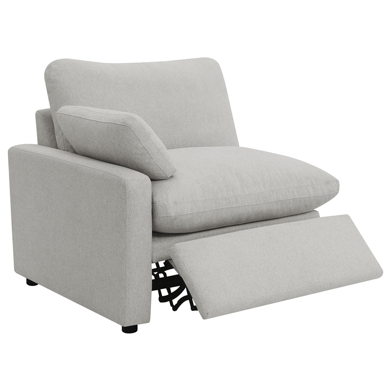 Pemberly Row Transitional Modular Upholstery Fabric Power Sofa in Gray