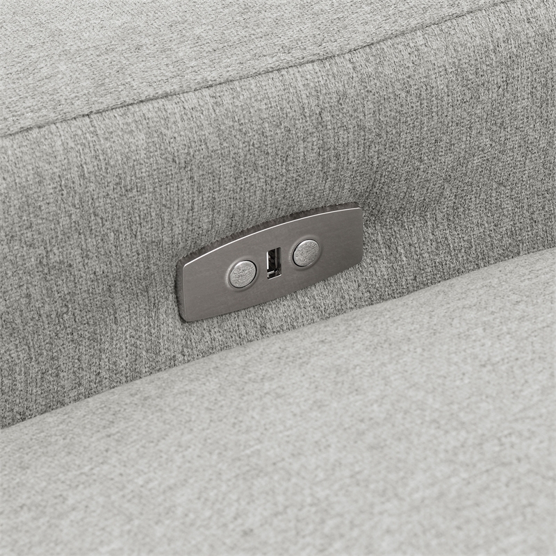 Pemberly Row Transitional Modular Upholstery Fabric Power Sofa in Gray