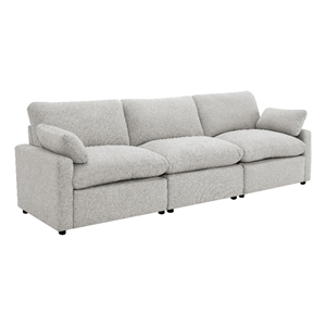 Pemberly Row Transitional Modular Upholstery Fabric Power Sofa in Gray