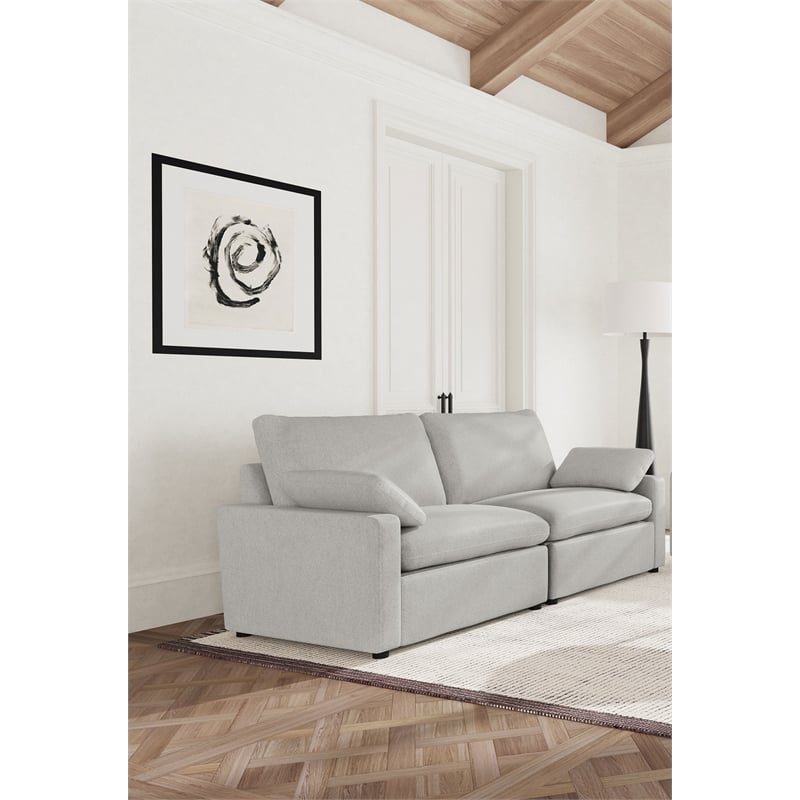 Pemberly Row Modular Upholstery Fabric Power Reclining Loveseat in Gray