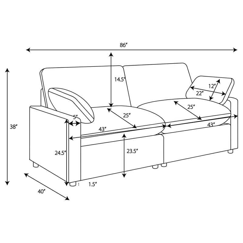 Pemberly Row Modular Upholstery Fabric Power Reclining Loveseat in Gray