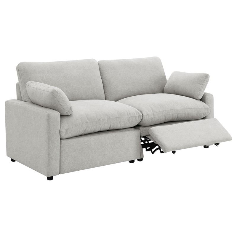 Pemberly Row Modular Upholstery Fabric Power Reclining Loveseat in Gray