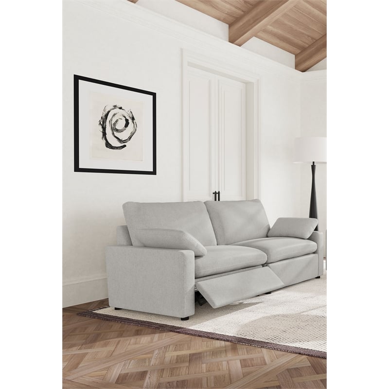 Pemberly Row Modular Upholstery Fabric Power Reclining Loveseat in Gray