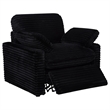 Pemberly Row Upholstery Fabric Corduroy Power Recliner Chair in Black