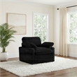 Pemberly Row Upholstery Fabric Corduroy Power Recliner Chair in Black