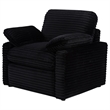 Pemberly Row Upholstery Fabric Corduroy Power Recliner Chair in Black