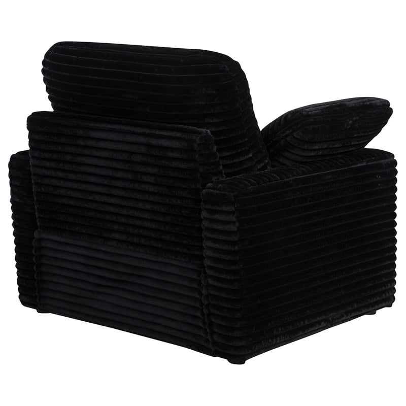 Pemberly Row Upholstery Fabric Corduroy Power Recliner Chair in Black