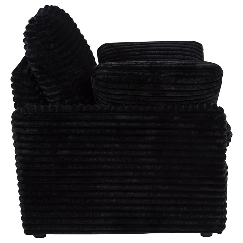 Pemberly Row Upholstery Fabric Corduroy Power Recliner Chair in Black
