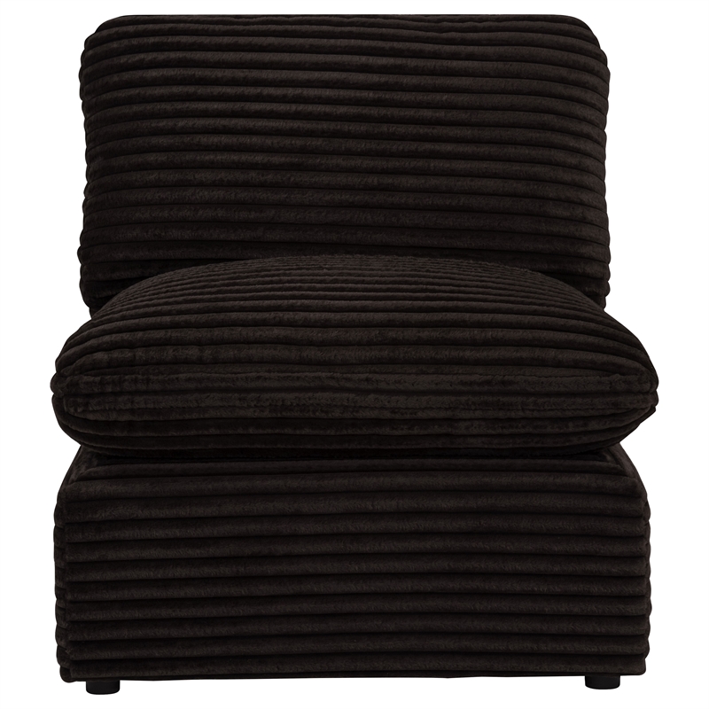 Pemberly Row Modular Upholstery Fabric Corduroy Armless Chair in Brown