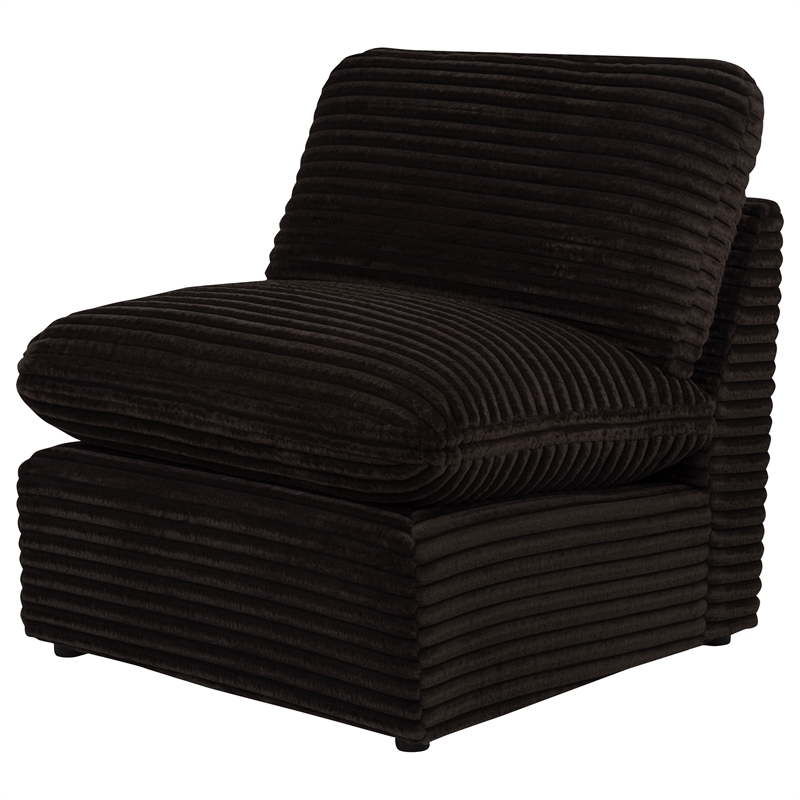 Pemberly Row Modular Upholstery Fabric Corduroy Armless Chair in Brown