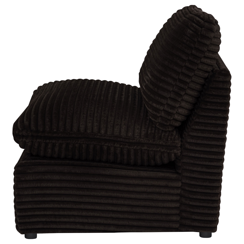 Pemberly Row Modular Upholstery Fabric Corduroy Armless Chair in Brown