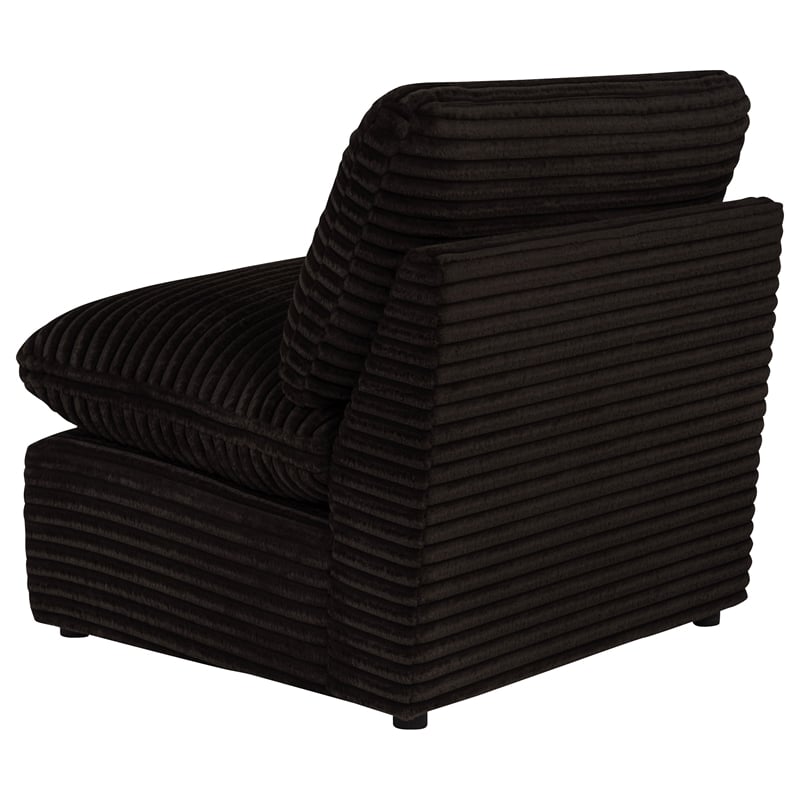 Pemberly Row Modular Upholstery Fabric Corduroy Armless Chair in Brown