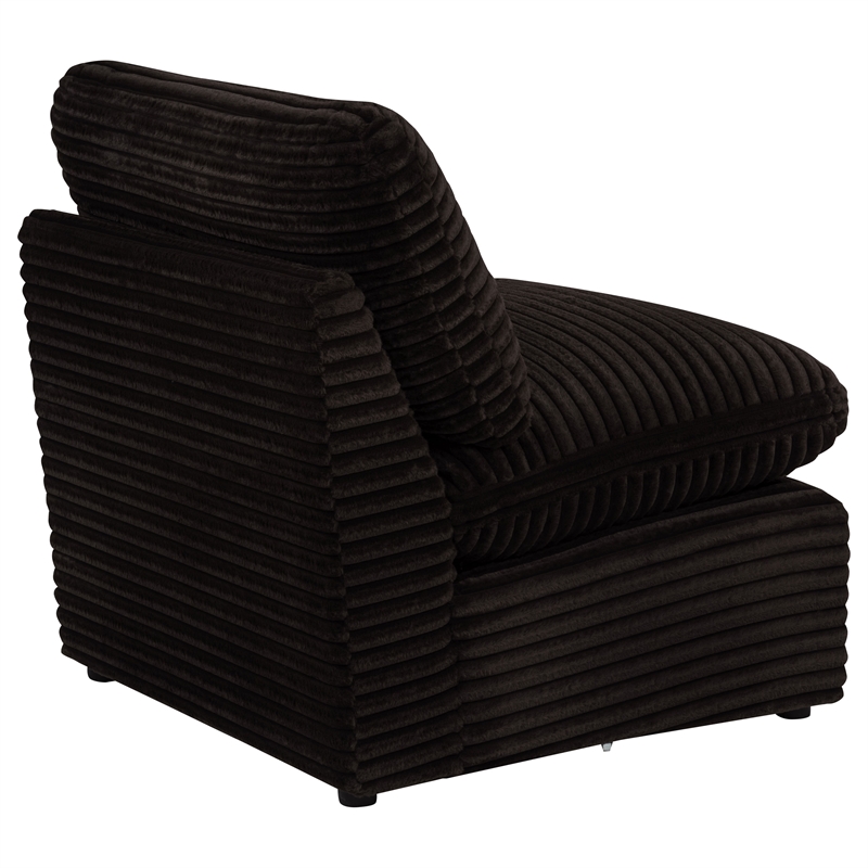 Pemberly Row Modular Upholstery Fabric Corduroy Armless Chair in Brown