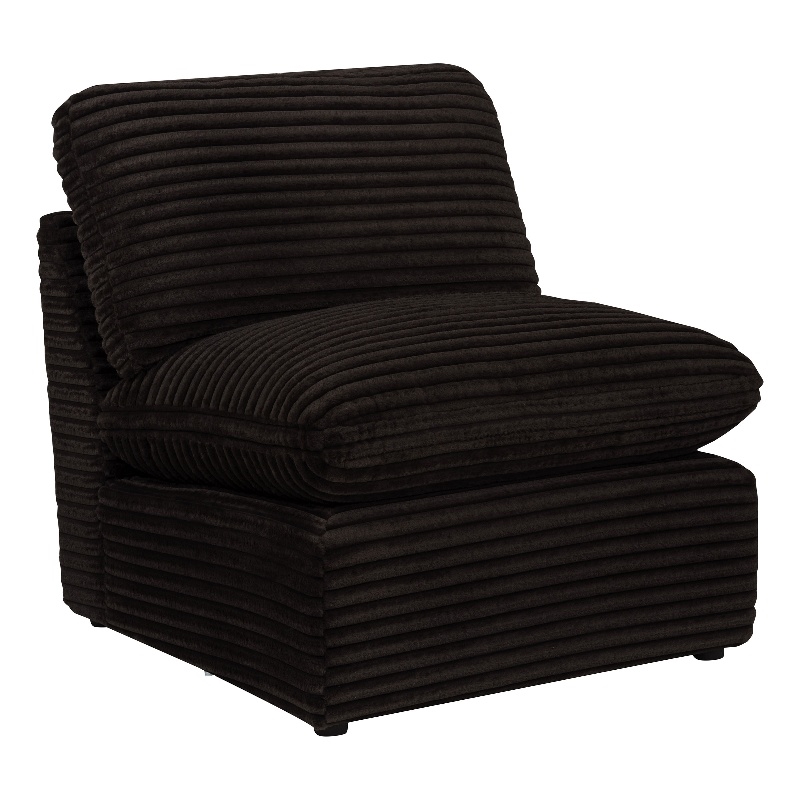 Pemberly Row Modular Upholstery Fabric Corduroy Armless Chair in Brown