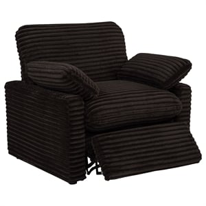 Pemberly Row Upholstery Fabric Corduroy Power Recliner Chair in Brown
