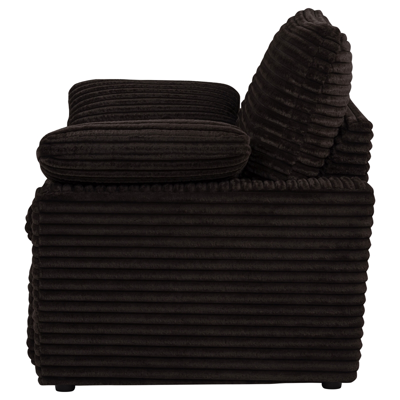 Pemberly Row Upholstery Fabric Corduroy Power Recliner Chair in Brown