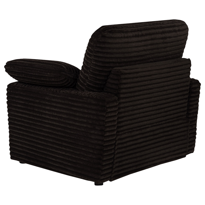 Pemberly Row Upholstery Fabric Corduroy Power Recliner Chair in Brown