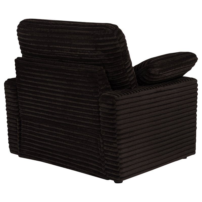 Pemberly Row Upholstery Fabric Corduroy Power Recliner Chair in Brown